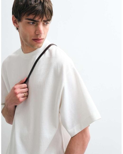 ASOS COLLECTIVE White Heavyweight Relaxed Pique T-shirt for men