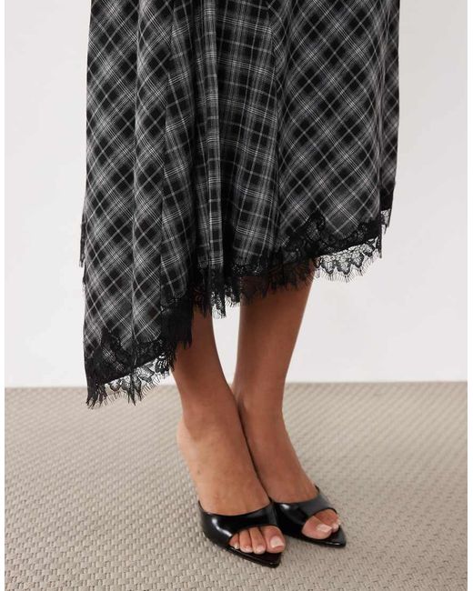 Mango Black Hanky Hem Midi Skirt