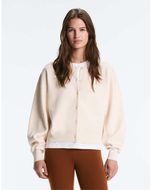 Oysho Natural Balloon Sleeve Knit Cardigan