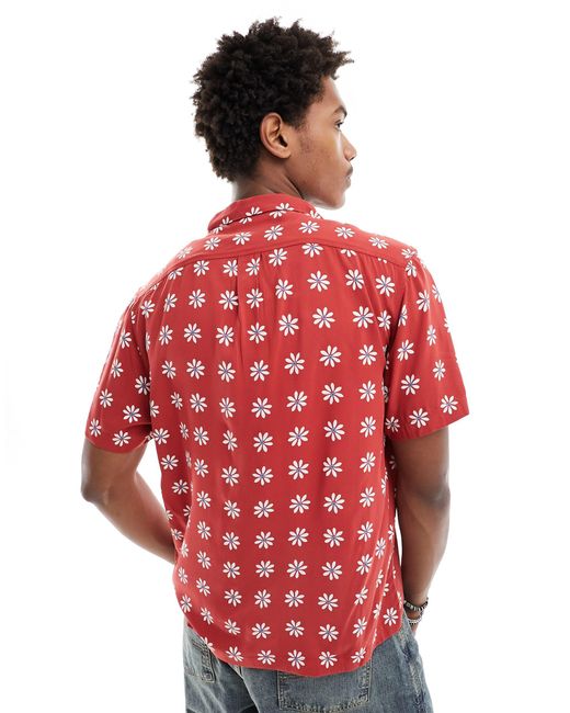 Chemise d'été décontractée à imprimé marguerites avec col à revers et manches courtes - foncé Lee Jeans pour homme en coloris Red