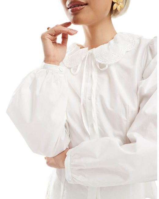 Miss Selfridge Getailleerde Blouse Met Kraag in het White