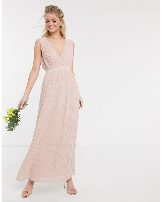 pink pleated maxi dress