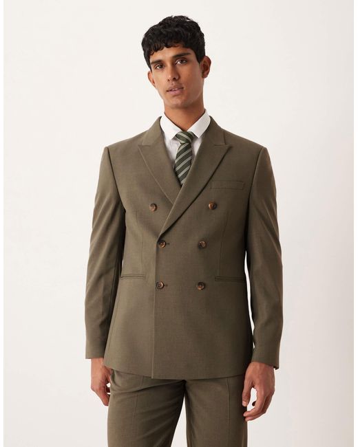 ASOS Green Double Breasted Regular Suit Jacket for men