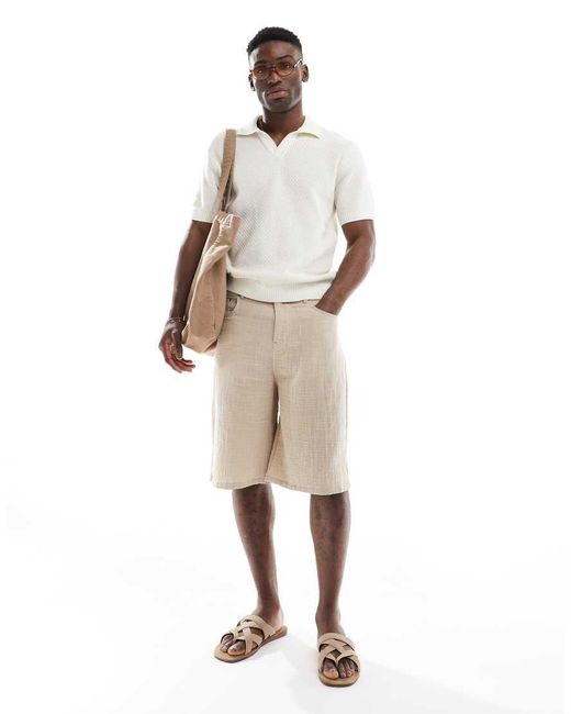 Only & Sons White Knitted Polo for men