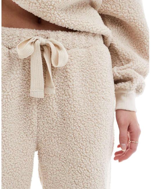 ASOS Natural Asos Design Tall Lounge Borg Oversized Hoodie & Sweatpants Set