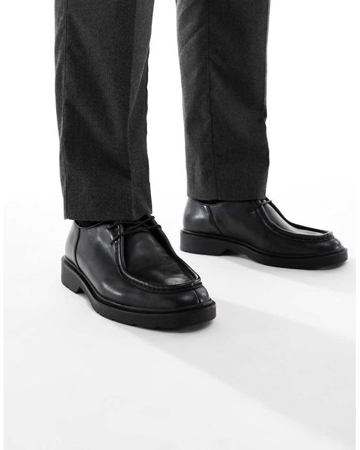 Jack & Jones Black Leather Lace Up Moc for men