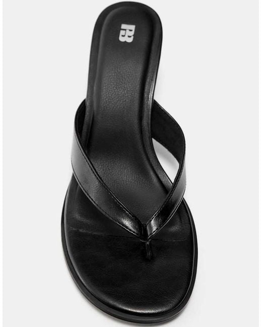 Pull&Bear White Mid Heel Toe Thong Sandals