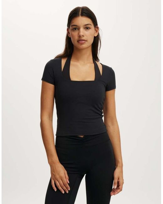Cotton On Black Ultra Soft Square Neck Fitted Tshirt