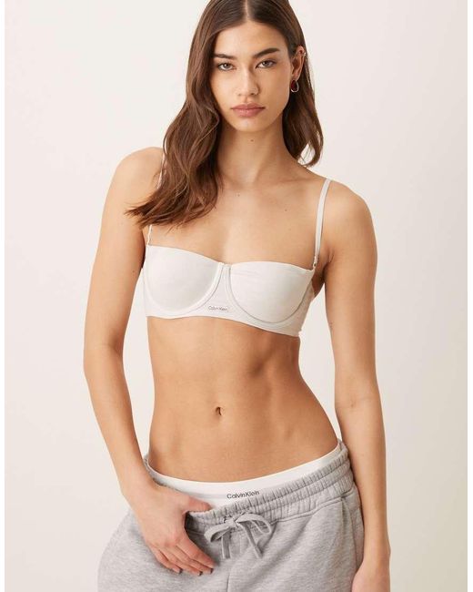 Calvin Klein Natural Cotton Modal Signature Unlined Balconette Bra