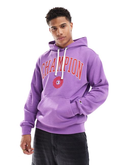 Champion Purple Rochester Collegiate Logo Hoodie for men