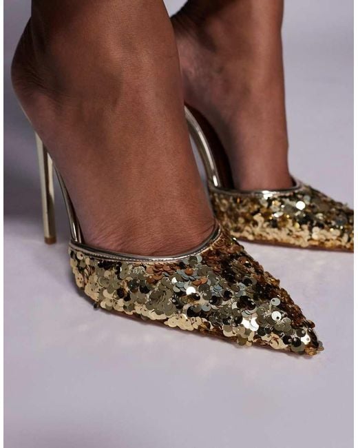 SIMMI Blue Simmi London Agathia Sequin Heeled Mules