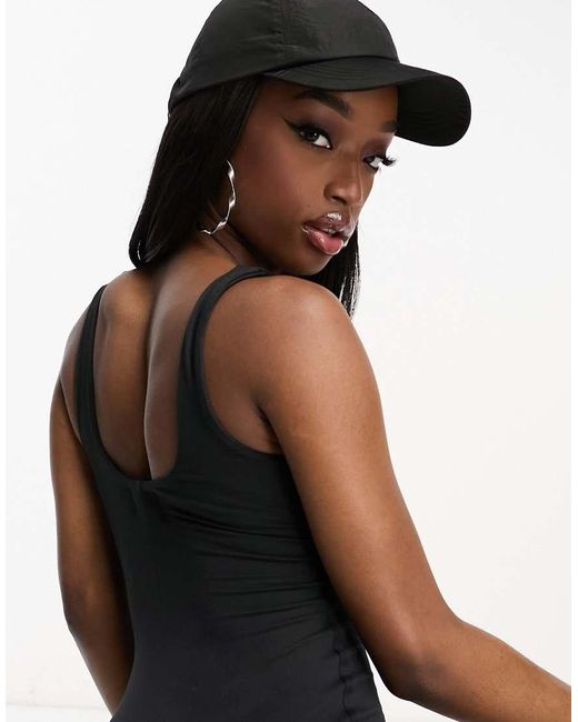 ASOS Black Strappy Soft Touch Unitard Playsuit