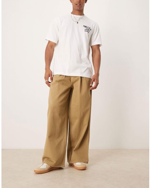ASOS Natural Super baggy Trouser With Pleat Detail for men