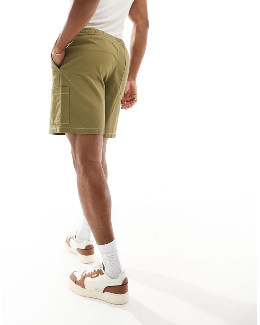 Pantaloncini cargo ampi kaki con vita elasticizzata di ASOS in Green da Uomo