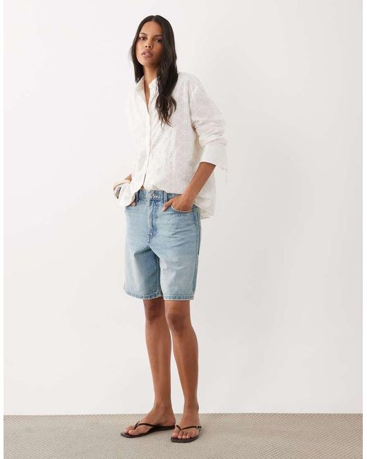 Miss Selfridge White Broderie Oversized Shirt