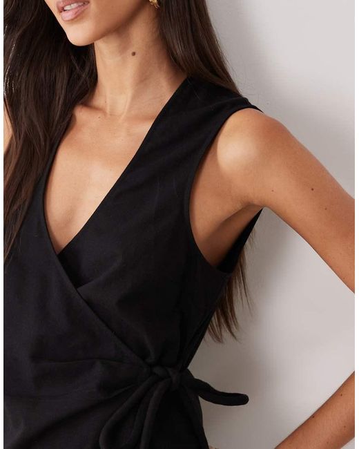 ASOS Black Wrap Front Playsuit