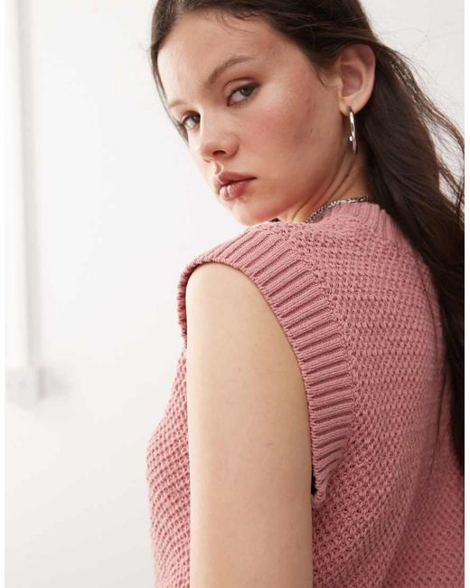 Reclaimed (vintage) Uniseks Gebreide Tanktop in het Pink