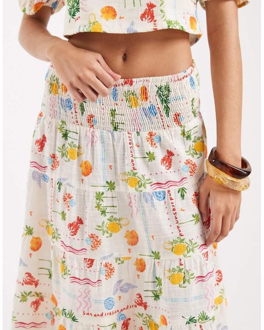 Vero Moda Natural Smock Waist Maxi Skirt Co-ord