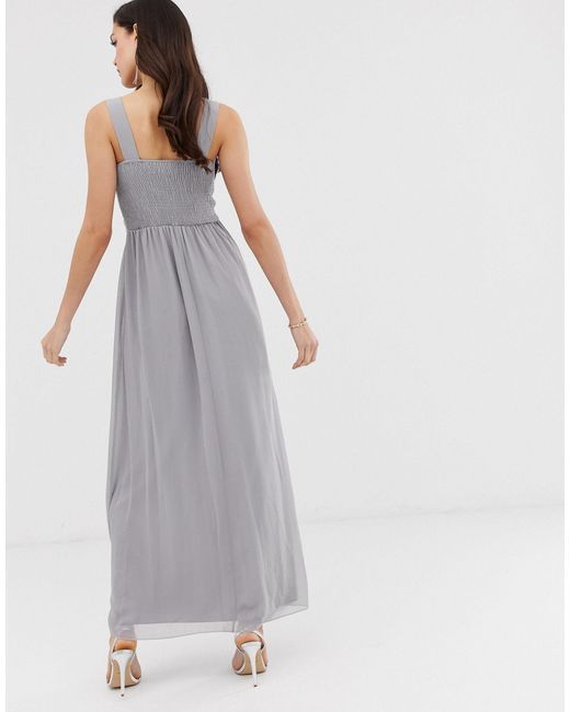 little mistress lace detail tulle maxi dress