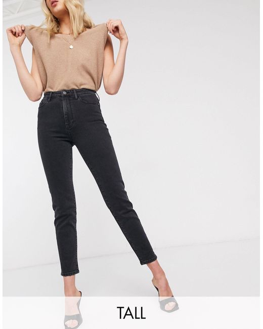 Tall - mom jeans slim stretch neriStradivarius in Denim di colore Nero -  37% di sconto | Lyst