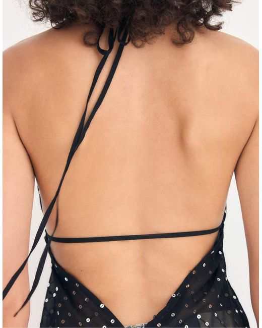 Stradivarius Blue Sequin Flowing Top