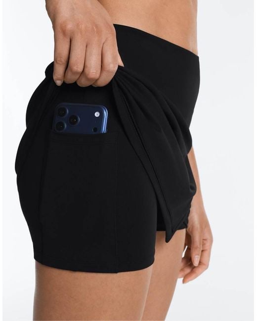 Oysho Black Comfortlux Crossover Hemstitch Skirt