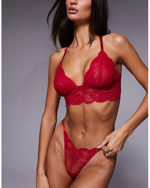 ASOS Red Lola Lace Tanga Lingerie Thong