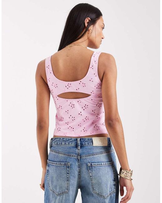 Free People White Full Bloom Eyelet Cami Top
