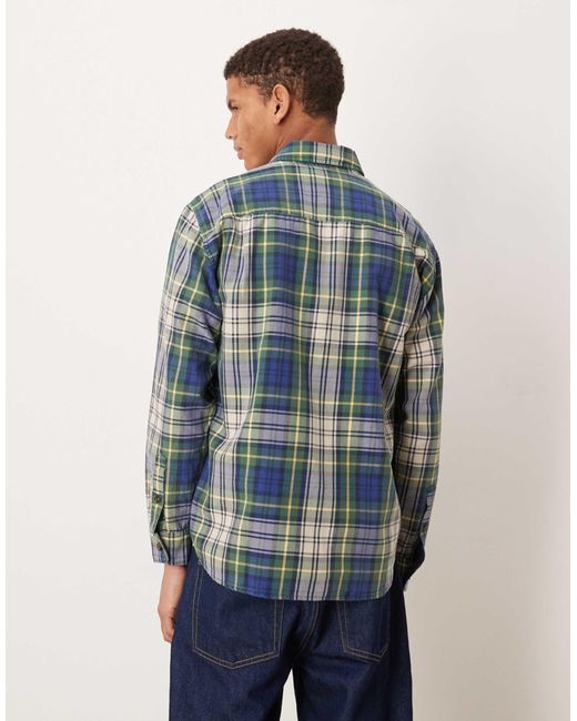 Abercrombie & Fitch – langärmliges flanellhemd in Blue für Herren