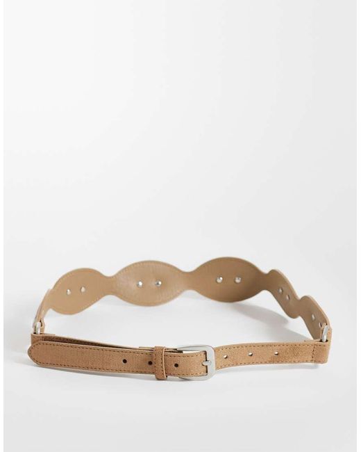 Gina Tricot Natural Thin Rectangle Suede Belt