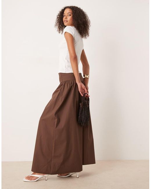 NARRATED Brown Dropped Waist Maxi Skirt