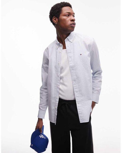 Tommy Hilfiger White Seersucker Shirt for men