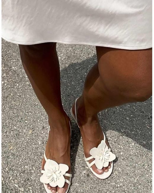 NA-KD Natural Suede Flower Heels