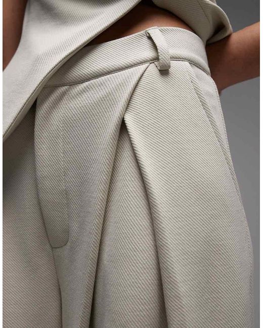 ASOS Gray Jersey Twill Pleated Wide Leg Pants