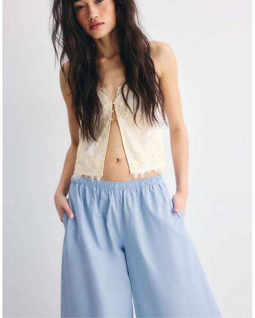 Stradivarius Blue Poplin Volume Trousers
