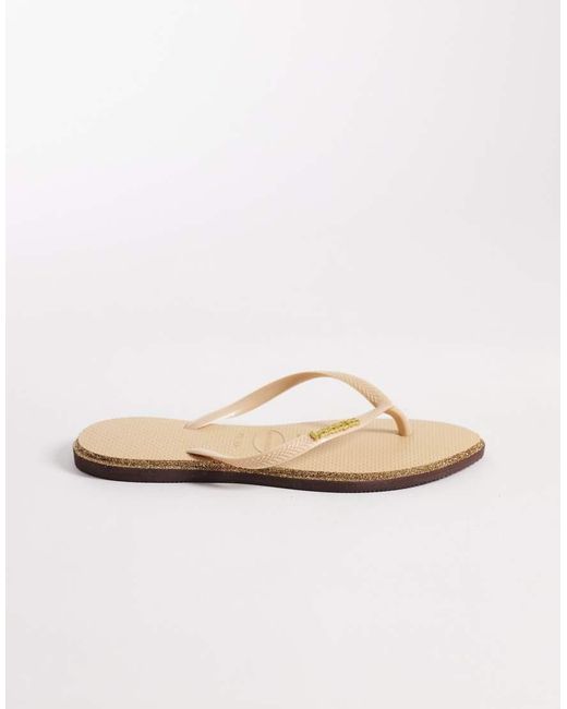 Havaianas Natural Slim Point Glitter Flip Flops