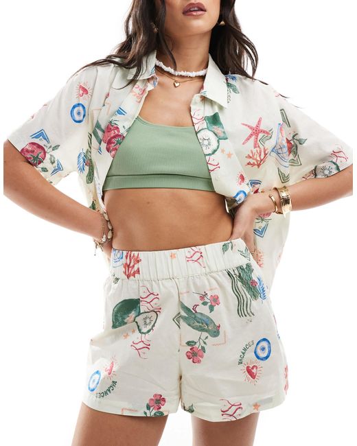 ASOS Gray Linen Look Beach Shorts