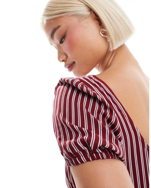 STRIPED 3/4 PUFF MINI DRESS main image 0