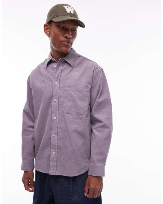 DOUBLE A by WOOD WOOD Purple Cooper Cotton Shirt for men