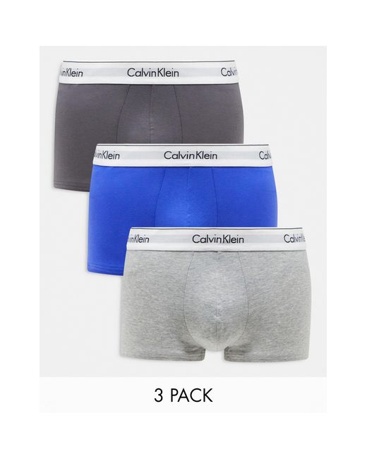 Cotton stretch - confezione da 3 boxer aderenti di Calvin Klein in Blue da Uomo