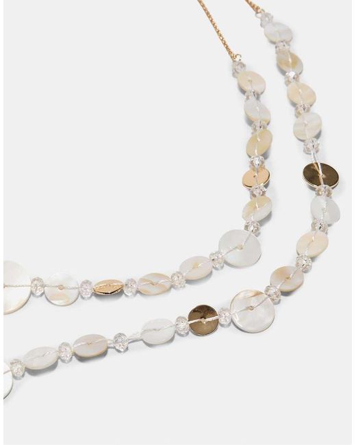 Stradivarius Natural Long Button Necklace