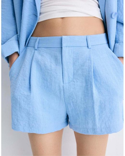 Stradivarius Blue Smart Rustic Shorts