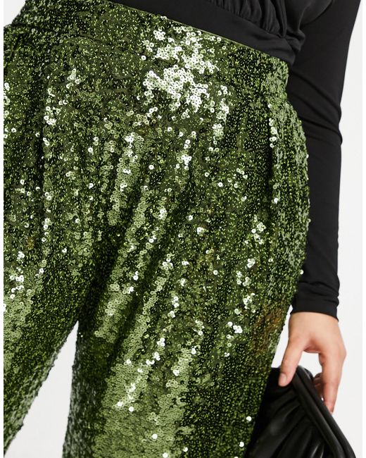 ASOS Green Asos Design Curve Sequin Slouchy Pants