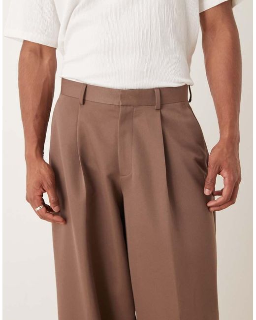ASOS Natural Barrel Leg Suit Pants for men