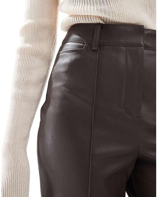 New Look Brown Faux Leather Wide Leg Trousers
