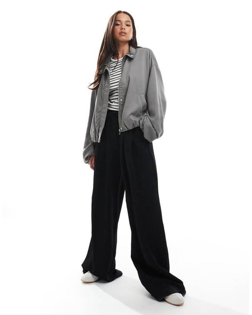ASOS Black Washed Ruched Funnel Neck Jacket