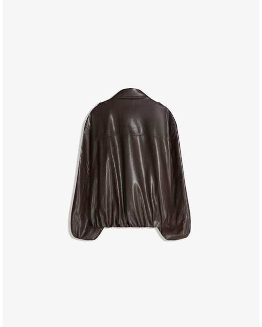 Bershka Brown Leather Effect Balloon Jacket