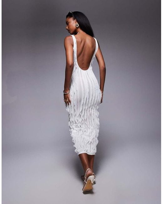 Public Desire Blue Ruffled Detail Maxi Dress Cream