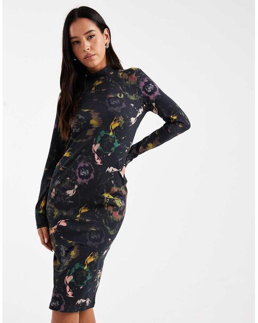 Fred Perry Black Floral Dress