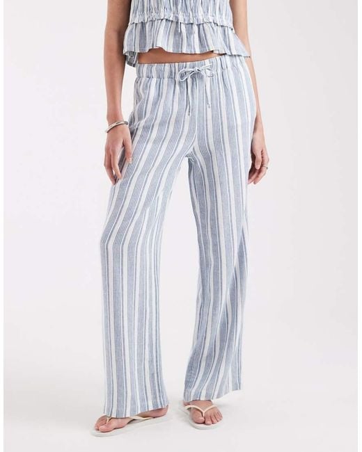 ONLY White Linen Blend Pull On Trouser Co-ord